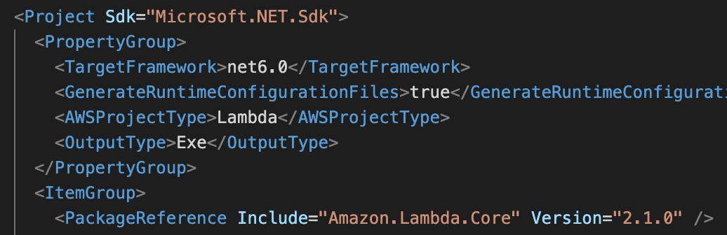 image from Updating an AWS Lambda app to .NET 6.0