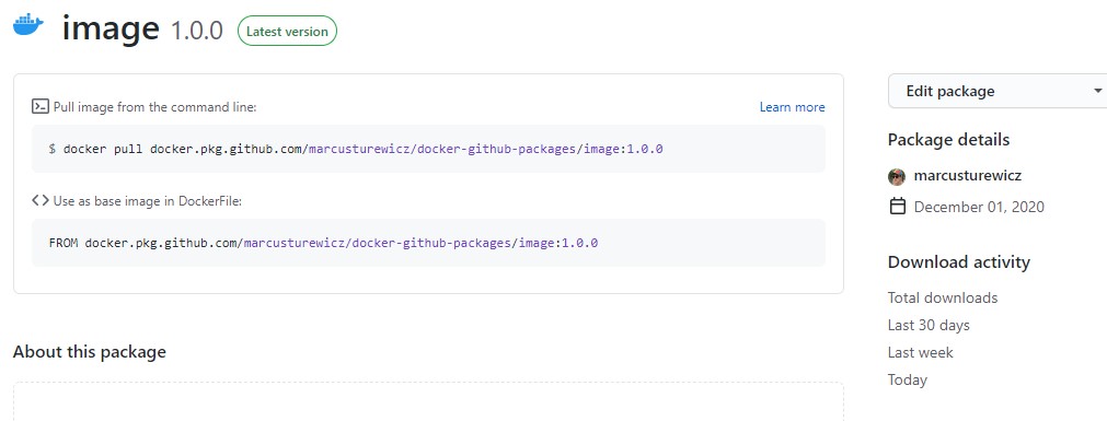 image from Build and publish Docker images with GitHub Packages